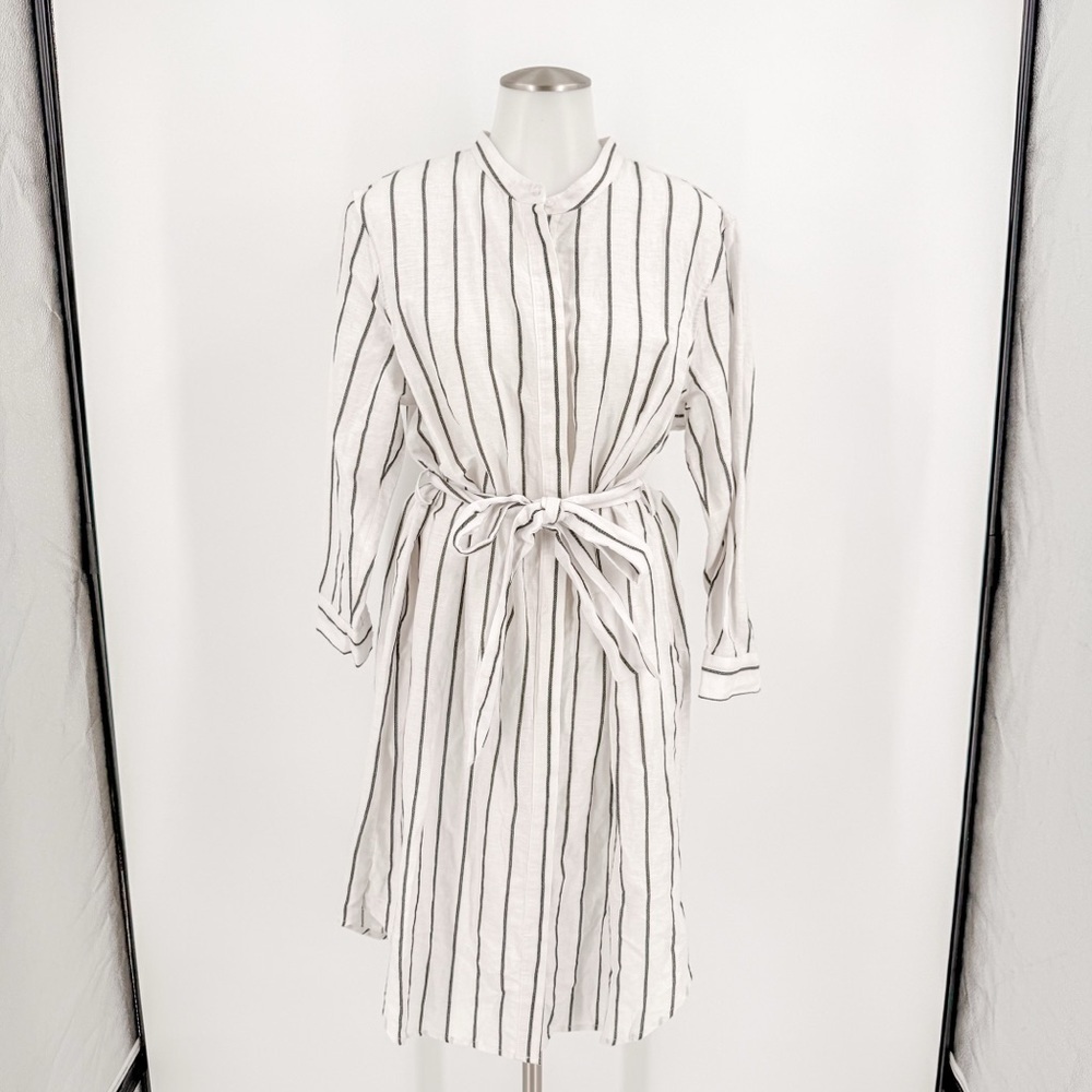 Banana Republic Black and White Striped Long Sleeve Dress